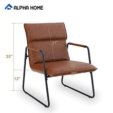 Load image into Gallery viewer, ALPHA HOME Living Room Accent Chair Sofa Chair Lounge Chair with Metal Leg for Home Office Study Living Room Vanity Bedroom,Brown