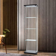Load image into Gallery viewer, LFT HUIMEI2Y 4-Shelf Glass Display Cabinet with Door, Curio Cabinets 4mm Tempered Glass Floor Standing Bookshelf for Bedroom, Kitchen, Living Room 64”x 17”x 14.5” Black