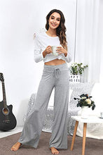 Load image into Gallery viewer, WiWi Women's Bamboo Lounge Wide Leg Pants Stretchy Casual Bottoms Soft Pajama Pant Plus Size Sleepwear S-4X, Heather Grey, Large