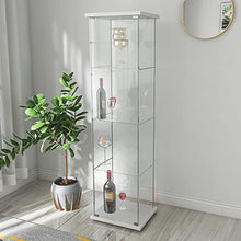 Load image into Gallery viewer, Glass-Door Cabinet,Glass Display Cabinet 4 Shelves with Door,Floor Standing Curio Bookshelf for Living Room Bedroom Office (White)