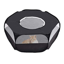 Load image into Gallery viewer, Motley Small Animal Playpen with Cover,Foldable Portable Pet Cage,Waterproof Breathable Transparent Indoor Outdoor Use Yard Fence Tent for Rabbit, Squirrel,Kitten,Puppy,Chinchilla and Hedgehog(Black)