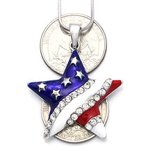 Load image into Gallery viewer, Soulbreezecollection USA American Flag Stars Patriotic 4th of July Independence Day Pendant Necklace & Dangle Earrings Set