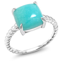 Load image into Gallery viewer, Gem Stone King 925 Sterling Silver Square Cabochon Sleeping Beauty Green Turquoise Women's Ring (Size 7)