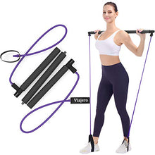 Load image into Gallery viewer, Viajero Pilates Bar Kit for Portable Home Gym Workout - 2 Latex Exercise Resistance Band - 3-Section Sticks - All-in-one Strength Weights Equipment for Body Fitness Squat Yoga with E-Book & Video