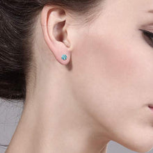 Load image into Gallery viewer, Gem Stone King 14K White Gold Blue Zircon Stud Earrings 1.00 Ctw Round 4MM