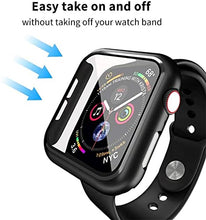Load image into Gallery viewer, Smiling Case Compatible with Apple Watch Series 6/SE/Series 5/Series 4 44mm with Built in Tempered Glass Screen Protector,Overall Protective Hard PC Case Ultra-Thin Cover- Black