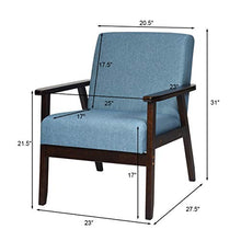 Load image into Gallery viewer, Giantex Set of 2 Mid-Century Modern Accent Chair, Retro Fabric Armchair w/Tufted Back, Solid Hardwood Made, Upholstered Linen Lounge Arm Chair for Living Room (Blue)