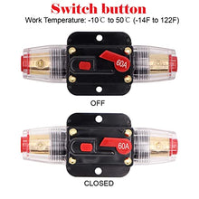 Load image into Gallery viewer, 2 Pack Inline 60amp Circuit Breaker with Manual Reset Fuse Holder for Car Audio Marine Boat Stereo,with Wire Lugs and Heat Shrink Tube