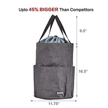 Load image into Gallery viewer, HOMEST XL Yarn Storage Tote, Tangle Free with 6 Oversized Grommets, Knitting and Crochet Organizer, Large Craft Supplies Bag with Drawstring Closure, Grey (Patent Design)