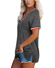 Load image into Gallery viewer, Womens T Shirts Short Sleeve V Neck Tshirts for Women Loose Fit Dark Grey S