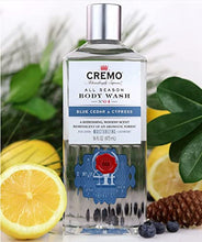 Load image into Gallery viewer, Cremo Rich-Lathering Blue Cedar & Cypress Body Wash, A Woodsy Scent with Notes of Lemon Peel, Cypress and Cedar, 16 Fl Oz (2-Pack)