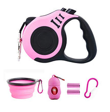 Load image into Gallery viewer, PETIMP Retractable Dog Leash Lightweight Portative 16FT Leash, with Folding Bowl,Dispenser,Rubbish Bags, for Small Medium Dogs(Pink)