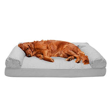 Load image into Gallery viewer, Furhaven Pet Bed for Dogs and Cats - Quilted Sofa-Style Egg Crate Orthopedic Dog Bed, Removable Machine Washable Cover - Silver Gray, Jumbo (X-Large)