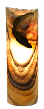 Load image into Gallery viewer, Jupiter Banded Stone Round Lamp, 18" Tall, Carved from Real North American Onyx - The Artisan Mined Series by hBAR