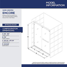 Load image into Gallery viewer, DreamLine Encore Semi-Frameless Bypass Sliding Shower Door in Satin Black, 56-60 in Width x 76 in Height, 5/16 in. (8mm) Certified Clear Tempered Glass, Smooth Gliding Open and Close. SHDR-1660760-09