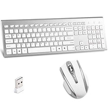 Load image into Gallery viewer, Wireless Keyboard and Mouse Combo,2.4G Wireless Combo,Full Size Slim Thin Wireless Keyboard with Palm Rest and Comfortable Mouse (White&Silver)