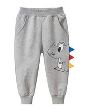 Load image into Gallery viewer, Fruitsunchen Toddler Boys Jogger Athletic Pants Dinosaur Splice Drawstring Elastic Sweatpants (1-Pack 2-Pack)(5T,Black Grey)