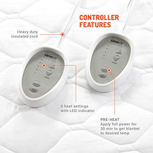 Load image into Gallery viewer, Dual Control Heated Mattress Pad Queen Size | Zone Heating Electric Bed Warmer W/ Auto Shut Off | Fit Up To 15 Inch | 12.5ft Long Cord | Therapeutic & Relieves Sore Muscles/Joints - 60x80 Inch, White