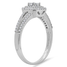 Load image into Gallery viewer, Dazzlingrock Collection 0.50 Carat (ctw) 14K Princess & Round Cut Diamond Halo Engagement Ring 1/2 CT, White Gold, Size 5.5