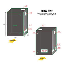 Load image into Gallery viewer, TopoGrow D-Door 60"X32"X80" Indoor Grow Tent Room 600D Mylar High Reflective W/Plastic Corners
