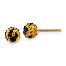 Load image into Gallery viewer, 14k Yellow Gold Crystal Black Stripe 6mm Post Stud Earrings Ball Button Fine Jewelry For Women Gifts For Her
