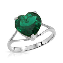 Load image into Gallery viewer, 💎Galaxy Gold💎 2.75 Carats 14K Solid White Gold Brilliant Heart Cut Shape Emerald Solitaire Cathedral Ring with Genuine Vibrant Emerald Heart Shape Anniversary Engagement Promise Her Him Unisex (6)