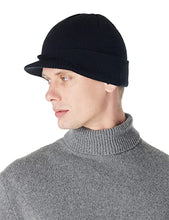 Load image into Gallery viewer, HAUTZADO Knit Beanie Hat with Brim Chunky Winter Skully Cap with Visor Black