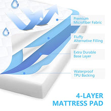 Load image into Gallery viewer, Queen Waterproof Mattress Protector, Breathable Noiseless Mattress Cover, Deep Pocket Fit Up to 21 Inches, Quilted Alternative Filling Mattress Pad Cover (White)