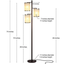 Load image into Gallery viewer, Brightech Liam - Asian Lantern Shade Tree LED Floor Lamp - Tall Free Standing Pole with 3 LED Light Bulbs - Contemporary Bright Reading Lamp for Living Room, Office - Bronze