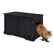Load image into Gallery viewer, Sweet Barks X-Large Designer Cat Washroom Storage Bench Cat Litter Box Enclosure Furniture Box House with Table (Black)