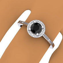 Load image into Gallery viewer, Dazzlingrock Collection 0.60 Carat (ctw) 10K Round Cut Black & White Diamond Ladies Bridal Engagement Halo Style Ring, White Gold, Size 6.5