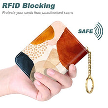 Load image into Gallery viewer, Nipichsha Credit Card Holder, Small RFID Card Wallet for Women, Slim Leather Card Holder Wallet, Credit Card Wallet Organizer, Pocket Business Card Case with Zipper & Keychain (Simple Abstract Art)