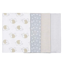 Load image into Gallery viewer, GERBER Baby 4-Pack Flannel Burp Cloth, Elephant, 20" x 14"