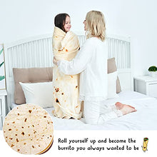 Load image into Gallery viewer, CASOFU Burritos Blanket, Double Sided Giant Flour Tortilla Throw Blanket, Novelty Tortilla Blanket for Your Family, 285 GSM Soft and Comfortable Flannel Taco Blanket for Adults. (Beige, 60 inches)