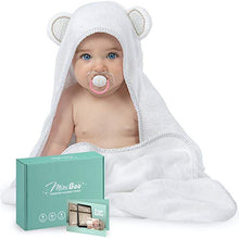 Load image into Gallery viewer, Miniboo Organic Bamboo Hooded Baby Towel – Ultra Soft and Super Absorbent Baby Bath Towels for Newborns, Infants and Toddlers – Suitable as Baby Gifts