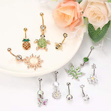 Load image into Gallery viewer, YADOCA 10 Pcs 14G Dangle Belly Button Rings for Women Stainless Steel Cute Navel Rings Body Piercing Jewelry Set