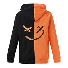 Load image into Gallery viewer, Litetao Men Pullover Hoodie Sweater Smile BE Happy Print Patchwork Hip Hop Costume (M, Orange)
