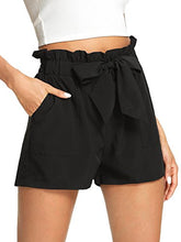 Load image into Gallery viewer, Romwe Women's Casual Elastic Waist Bowknot Summer Shorts with Pockets Burgundy XS
