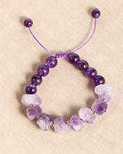Load image into Gallery viewer, Jewever Natural Amethyst Crystal Bracelet for Women Healing Gemstones and Crystals Beaded Bracelets Meditation Balance Gifts Adjustable