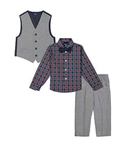 Load image into Gallery viewer, IZOD Boys' 4-Piece Set with Collared Dress Shirt, Tie, Vest, and Pants, Silverware, 3T