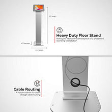 Load image into Gallery viewer, Locking Floor Stand - CTA Premium Locking Floor Stand Kiosk with Heavy-Duty Locking Enclosure and Frame for iPad 7th/ 8th/ 9th Gen 10.2", iPad Pro 11", Surface Go, Galaxy Tab S5E, & More (PAD-PARAFS)