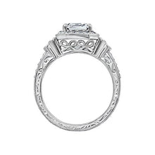 Load image into Gallery viewer, Platinum-Plated Sterling Silver Antique Ring set with Asscher-Cut Swarovski Zirconia, Size 6