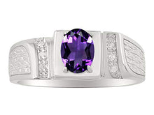 Load image into Gallery viewer, RYLOS Classic Oval Amethyst & Diamond Ring - February Birthstone
