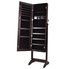 Load image into Gallery viewer, ORAF Jewelry Organizer, Jewelry Armoire Cabinet Standing Jewelry box with Full body Mirror and Large Storage Lockable Wooden Cabinet (Regular, Brown)