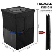 Load image into Gallery viewer, Car Trash Can with Lid - Car Trash Bag Hanging with Storage Pockets Leak-Proof Car Organizer Collapsible and Portable Waterproof Car Garbage Bin, 2.6 Gal Large Capacity Multipurpose Trash Bin for Car