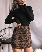 Load image into Gallery viewer, MANGOPOP Women's Mock Turtle Neck Long Sleeve Tops Bodysuit Jumpsuit (A Long Sleeve Black, Large)