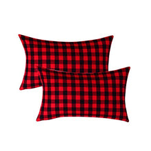 Load image into Gallery viewer, GeetuBerry Handcrafted Farmhouse Throw Pillow Covers for Sofa Couch Bedroom Outdoor Patio Fall Home Decor|Thanksgiving, Christmas, Holidays|Country Decor(Buffalo Plaid - Red n Blk Set of 2, 12 x 20)