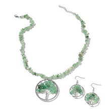 Load image into Gallery viewer, Green Aventurine Copper Tree Shepherd Hook Dangle Drop Earrings Necklace Fashion Jewelry Set Size 18-20"