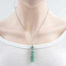 Load image into Gallery viewer, Hexagonal Pile Natural Aventurine Gemstone Pendant Necklace Healing Crystal Reiki Chakra Gem Stones 18 Inch (1pc) GGP-D10