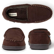 Load image into Gallery viewer, Dearfoams Men's Microsuede Moccasin with Whipstitch Slipper, Coffee, Medium